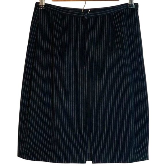 Vintage 1980's Emanuel Ungaro Navy Blue Pinstriped Skirt Tailored US Size 8 - Picture 4 of 6